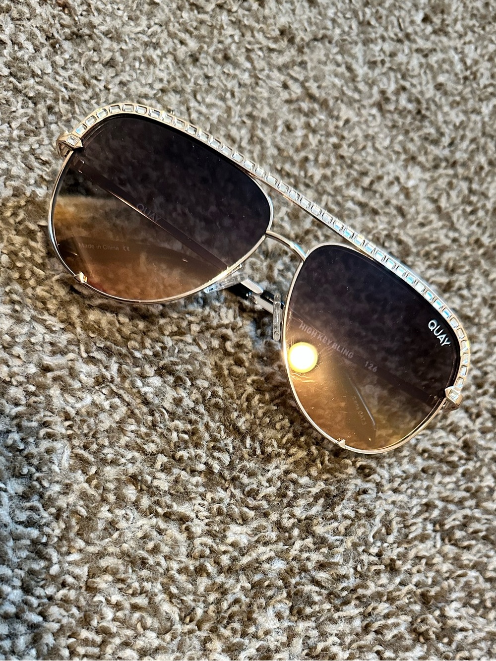 Quay Australia High Key Bling Sunglasses with Brown Gradient Lenses